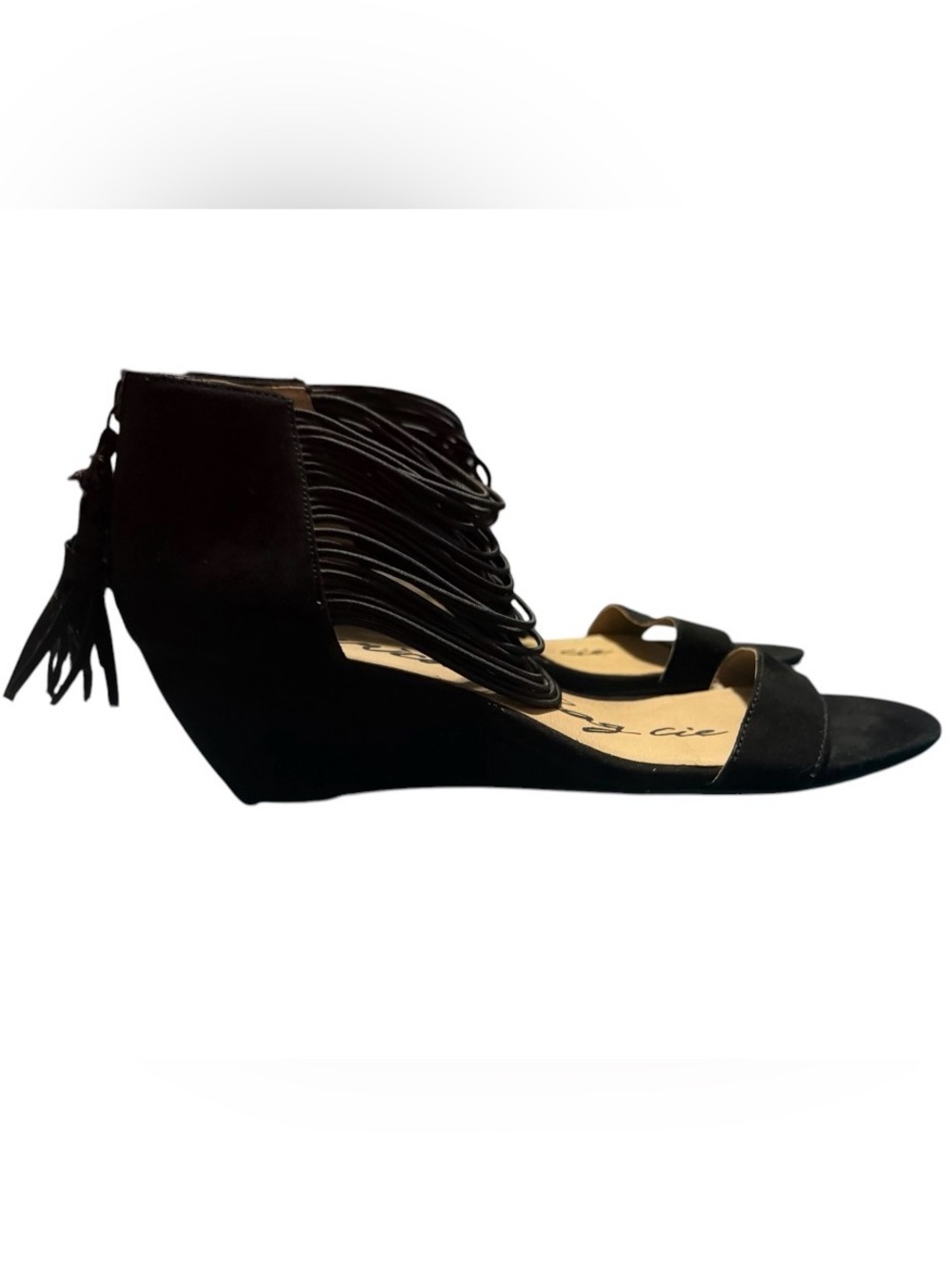 American Rag Cie Fringe Zipper Wedge Sandals 10M